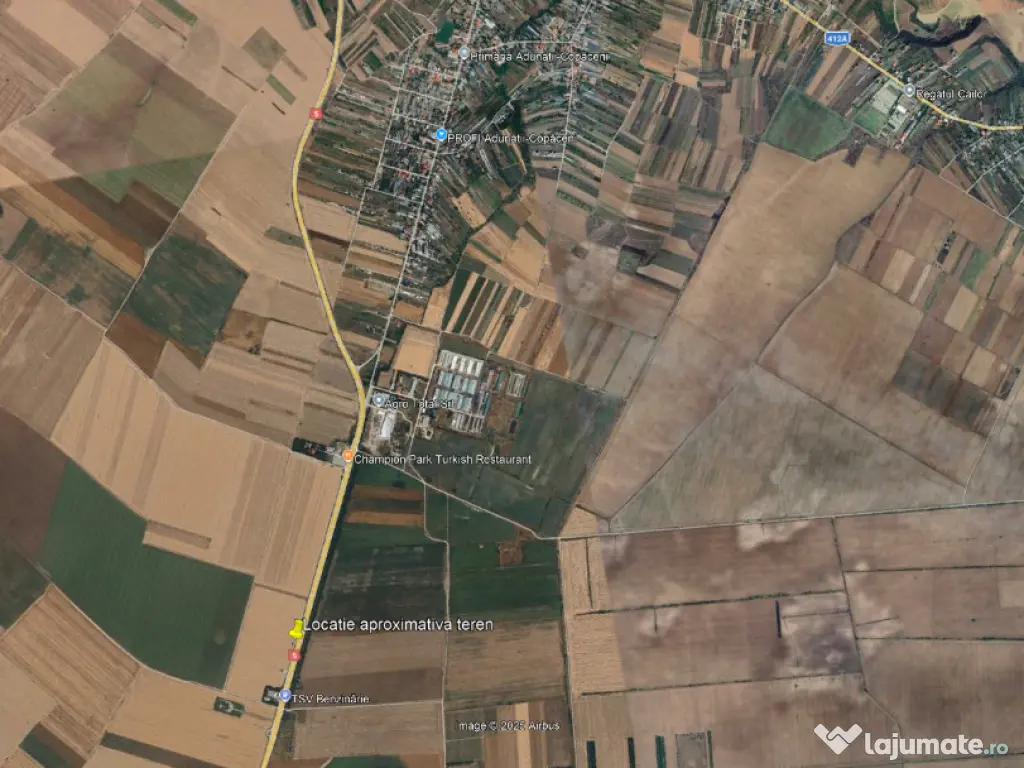 Teren intravilan 6000 mp Adunatii Copaceni Giurgiu deschidere la DN 5 