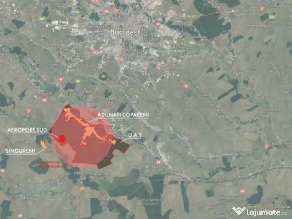 Teren intravilan 6000 mp Adunatii Copaceni Giurgiu deschidere la DN 5 