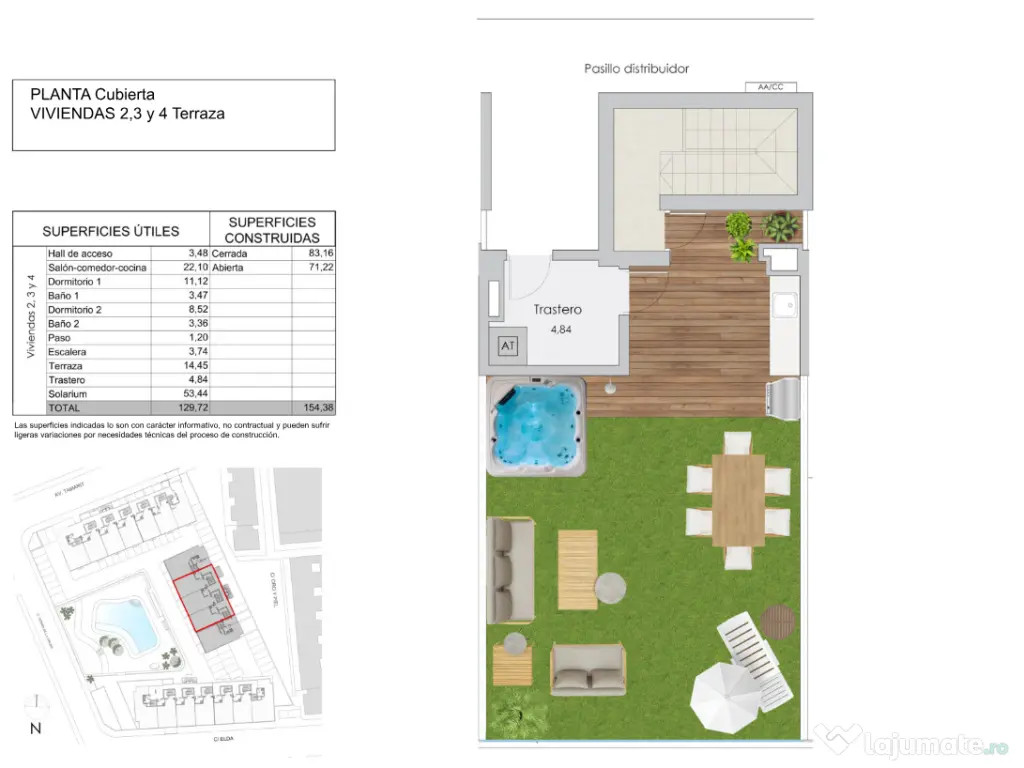 Penthouse cu terasă, piscină comunitară și vedere la mare, lângă plajă 