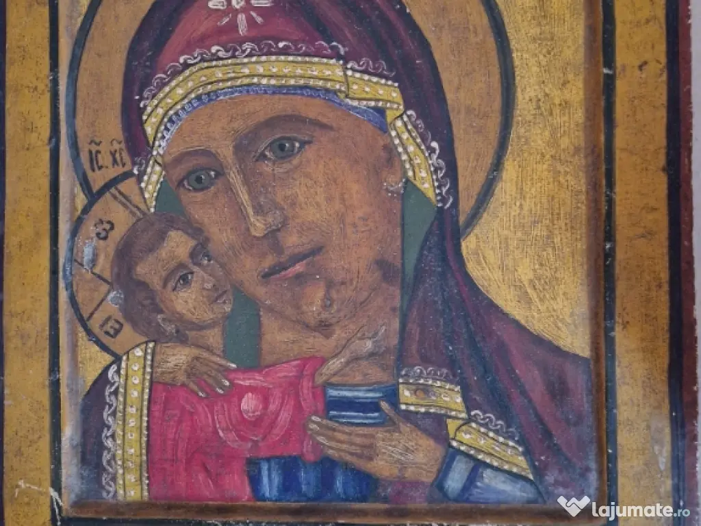 Icoana veche pictata pe lemn 
