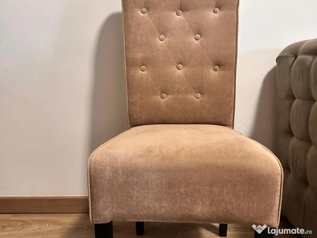 Set 6 Scaune Oslo – Stare Impecabilă – Negru/Bej Plusat 