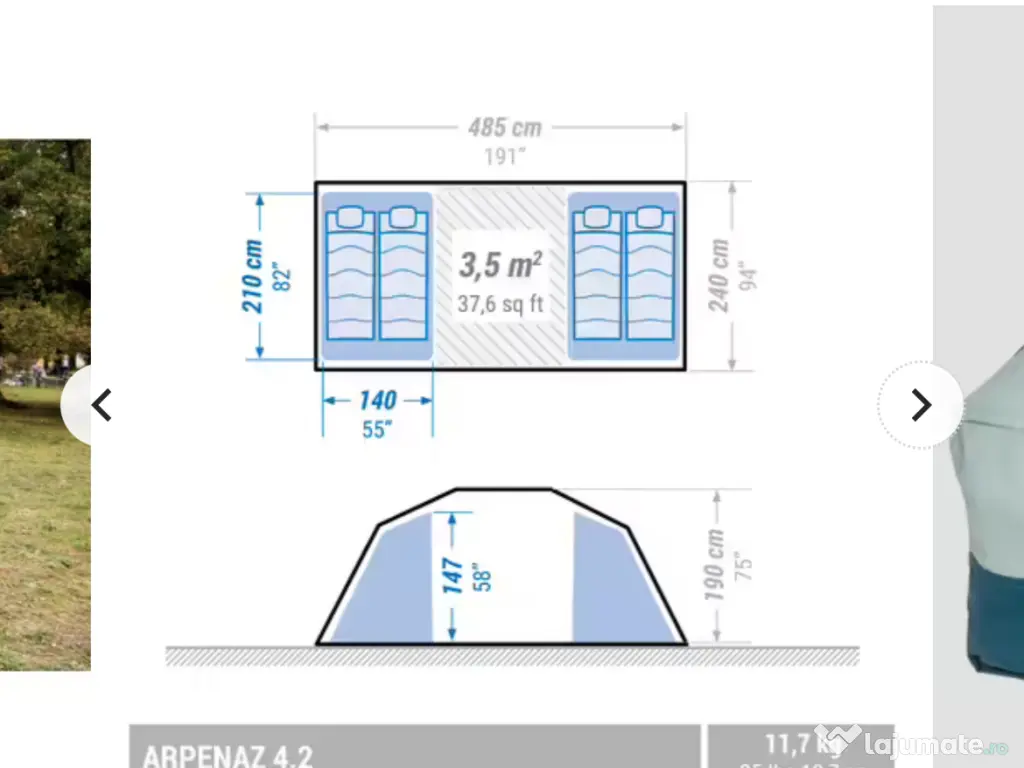 De vânzare cort 4 persoane 