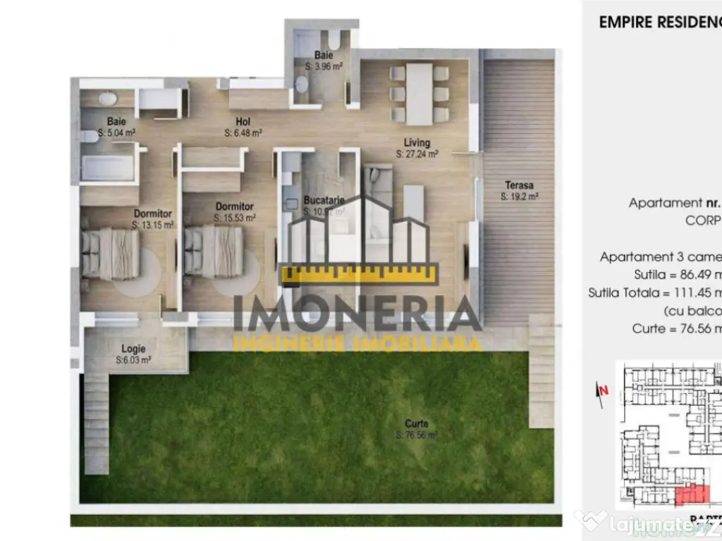 Empire Tornadei 2 – Comision 0% – 3 camere premium 