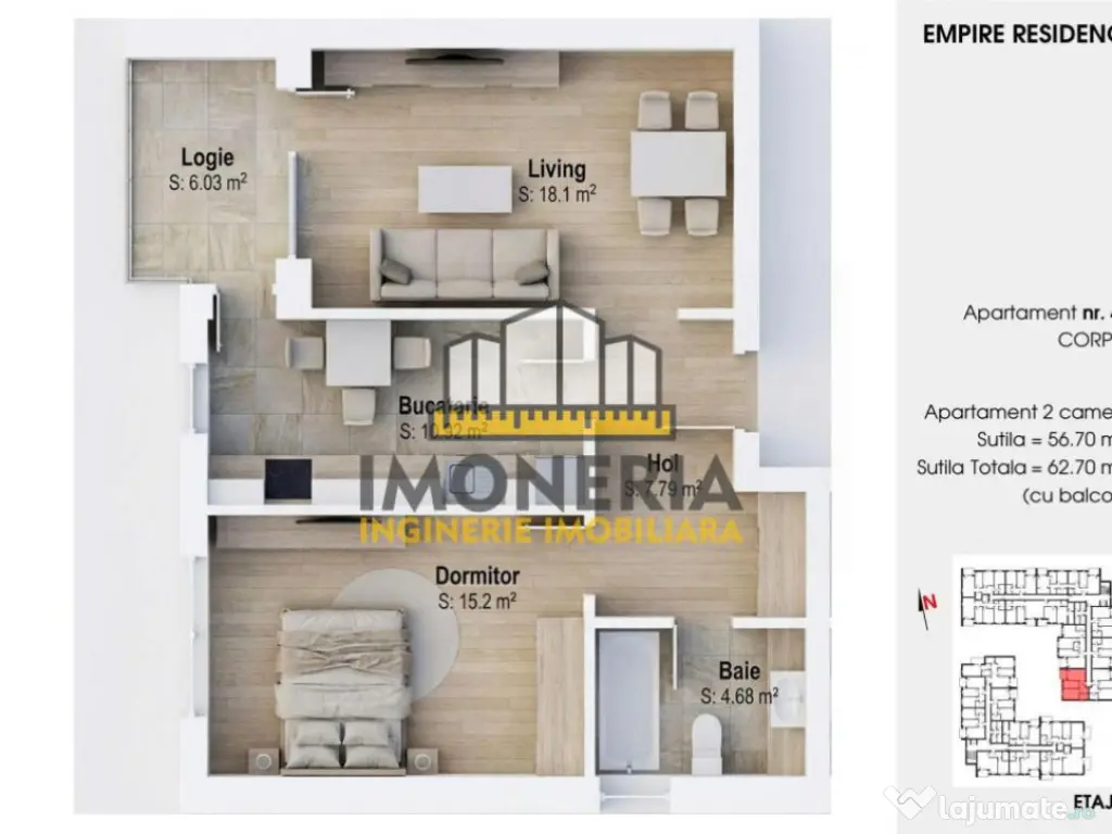 Empire Residence Tornadei 2 – Comision 0% – 2 camere spa