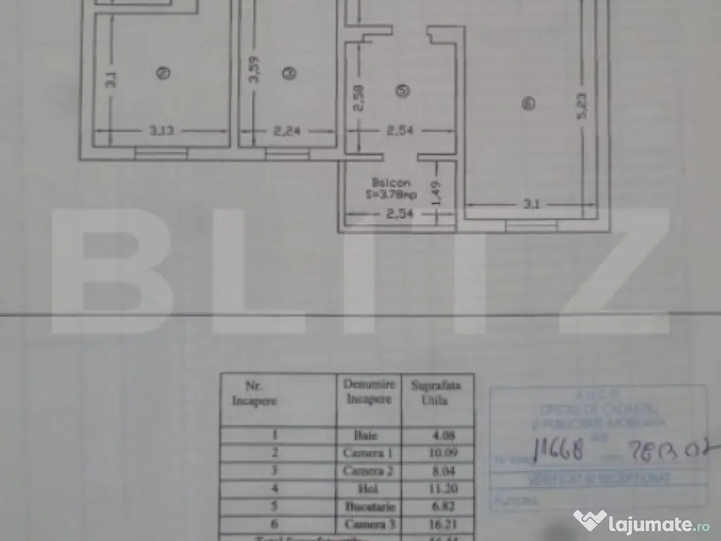 Apartament 3 Camere , Pacurari , Moara de Foc , 57mp 