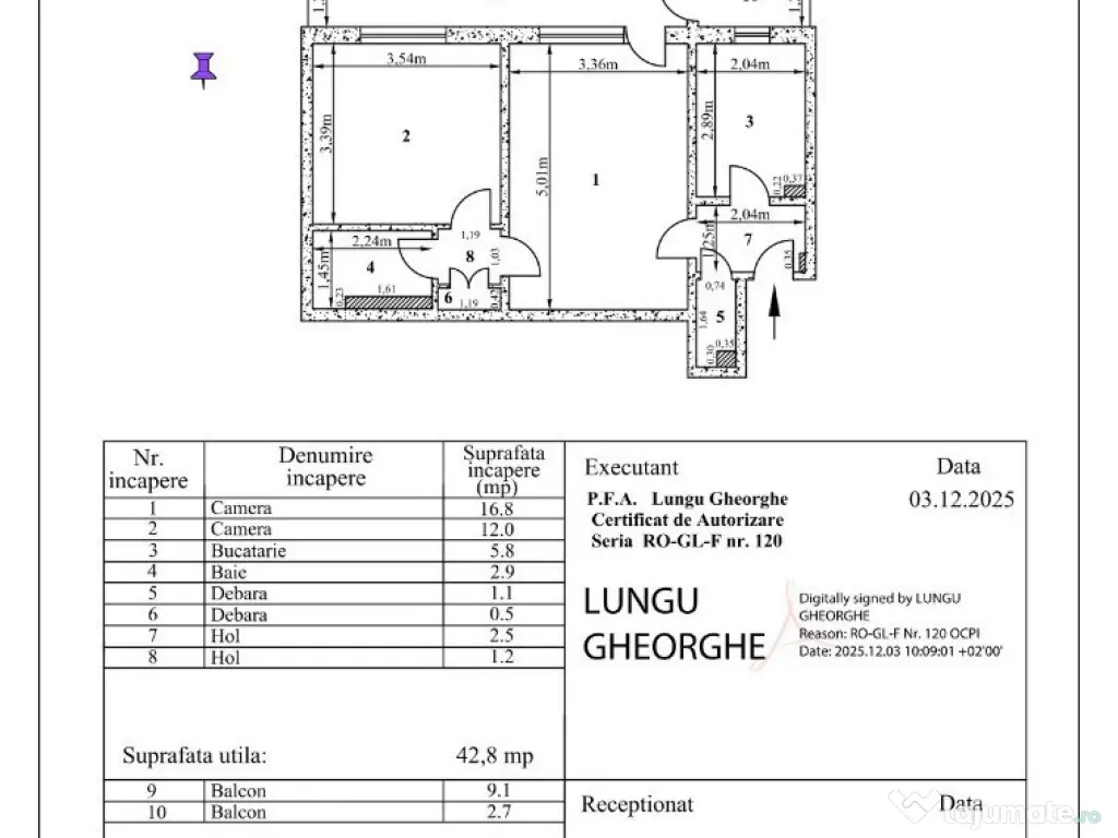 Apartament 2 Camere | 55 mp | Zona Țiglina 2 (M-uri)| Centrală Termică 