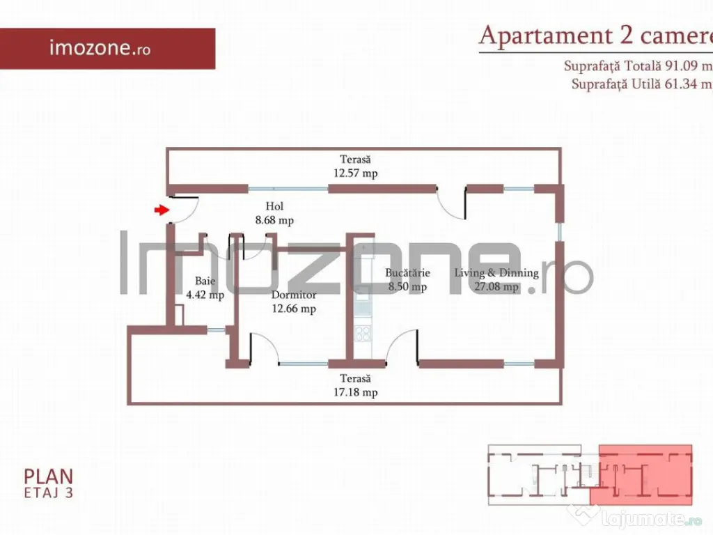 2 cam, terasa 29 m, et. 3, FINISAT MODERN, COMISION 0, in... 