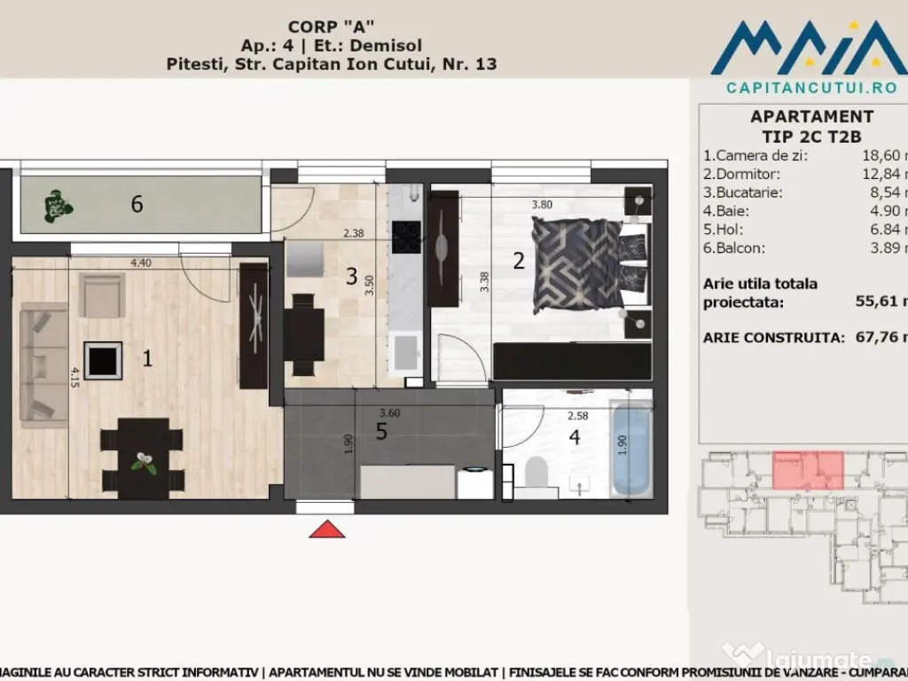 2 Camere, Finisaje Premium, Negru Voda, Pitesti, Central 