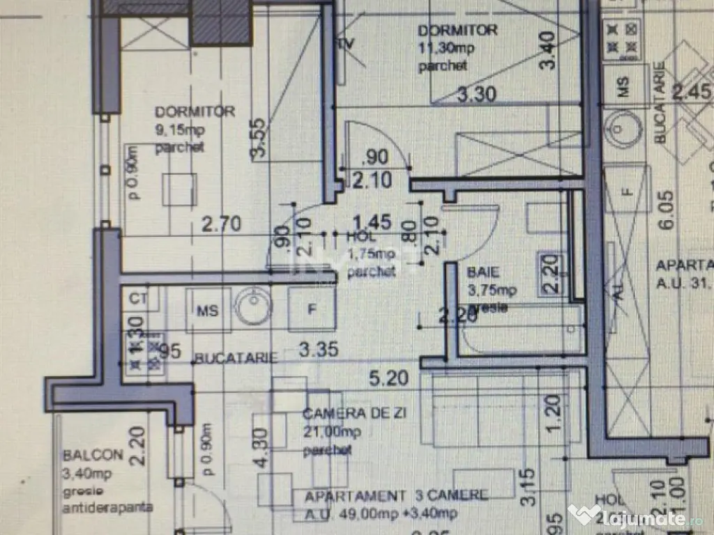 Centru Civic- apartament 3 camere 