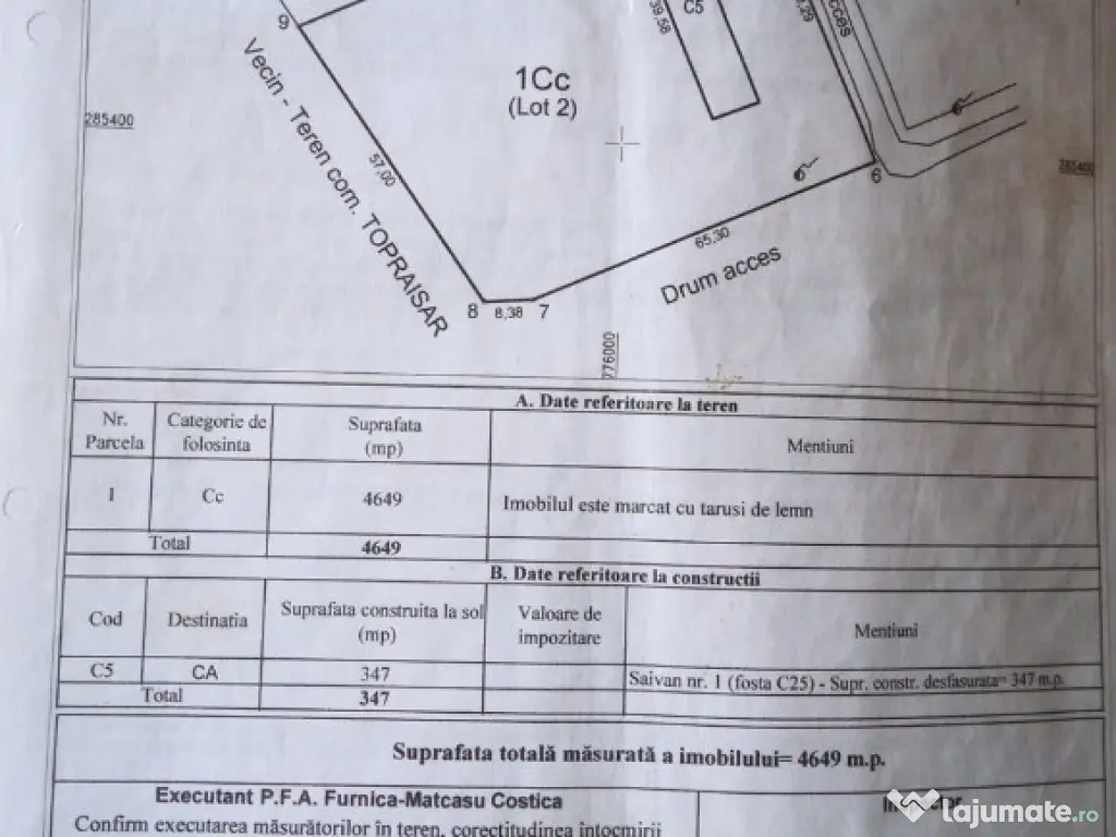 Topraisar langa Biosera Sofra teren 4649 mp cu hala 347 mp