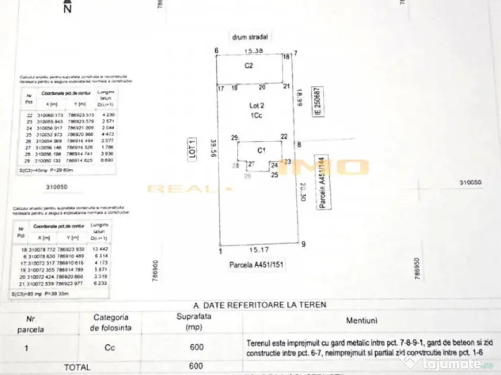 Teren 600mp. curs constructii, Utilitati, Palazu Mare, str.S 
