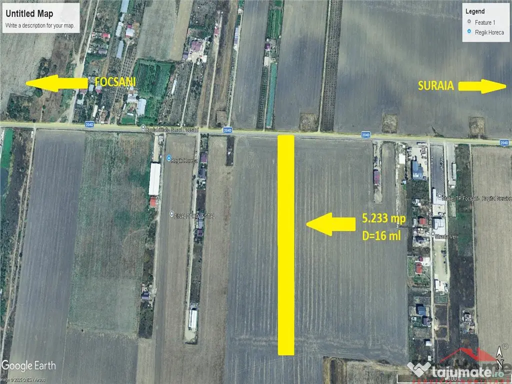 Teren intravilan 5.233 mp, D=16 ml, STRADA PRINCIPALA,zona O