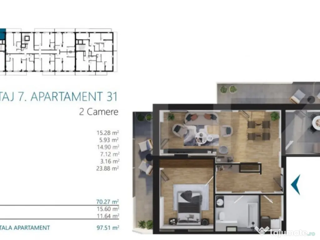 Apartament cu 2 camere, 70 mp, Ansamblu Rezidential, zona RI