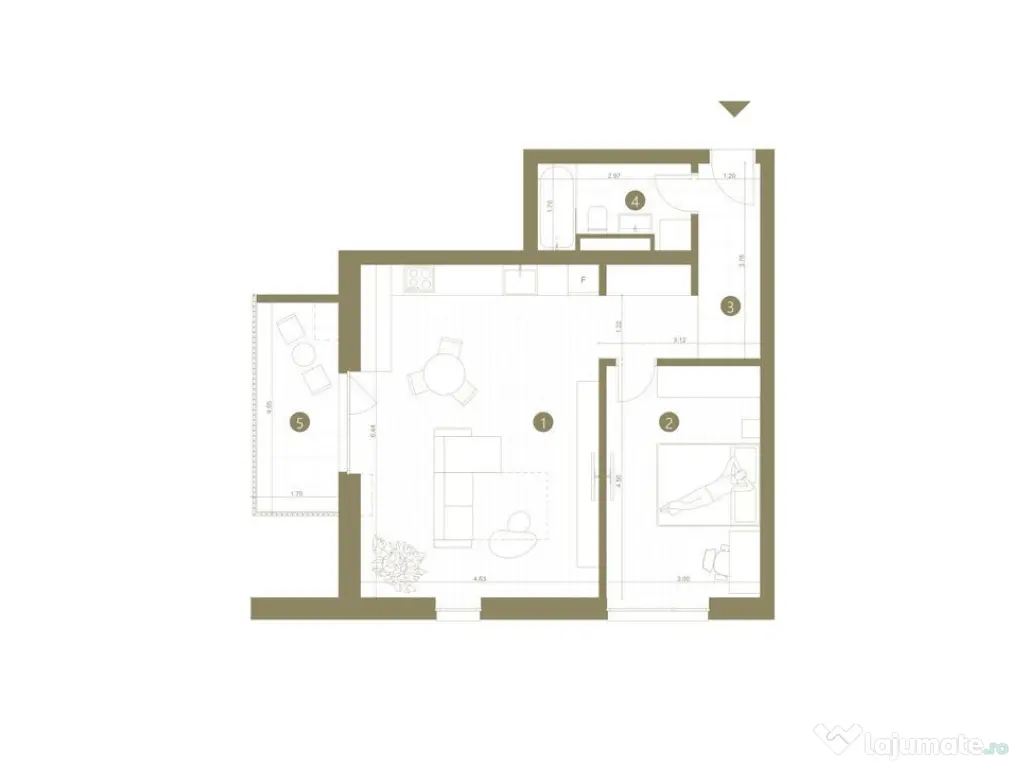 Apartament cu 2 camere în Pârneava 