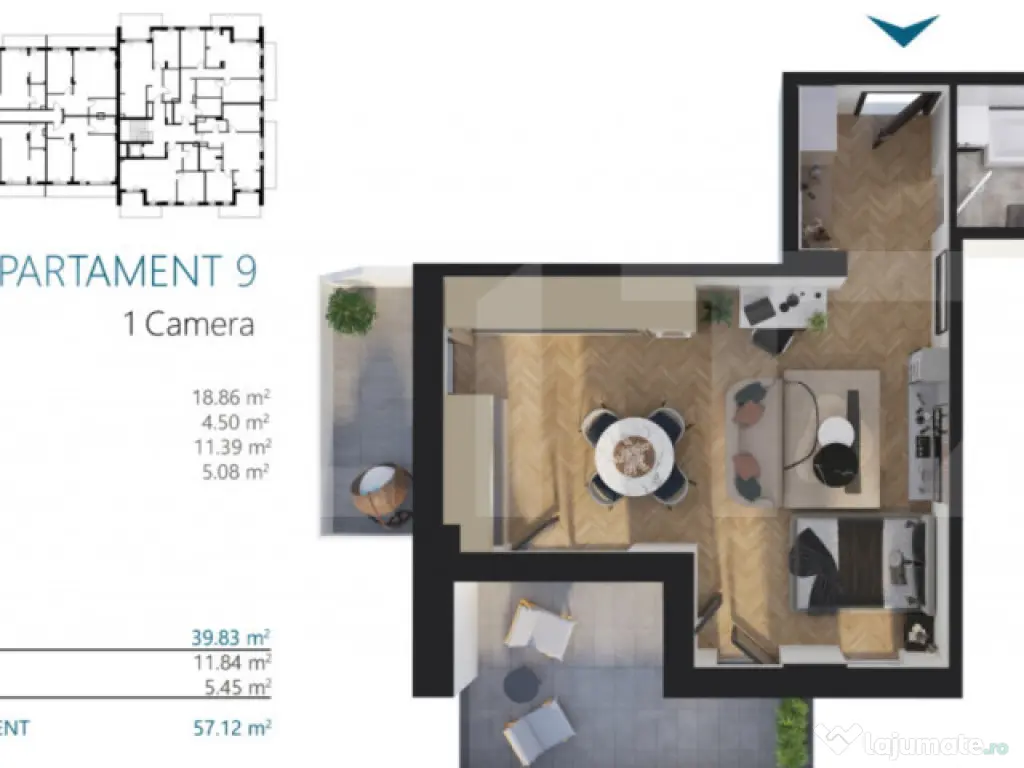 Apartament o camera, 40 mp, etajul 2, Zona Elite