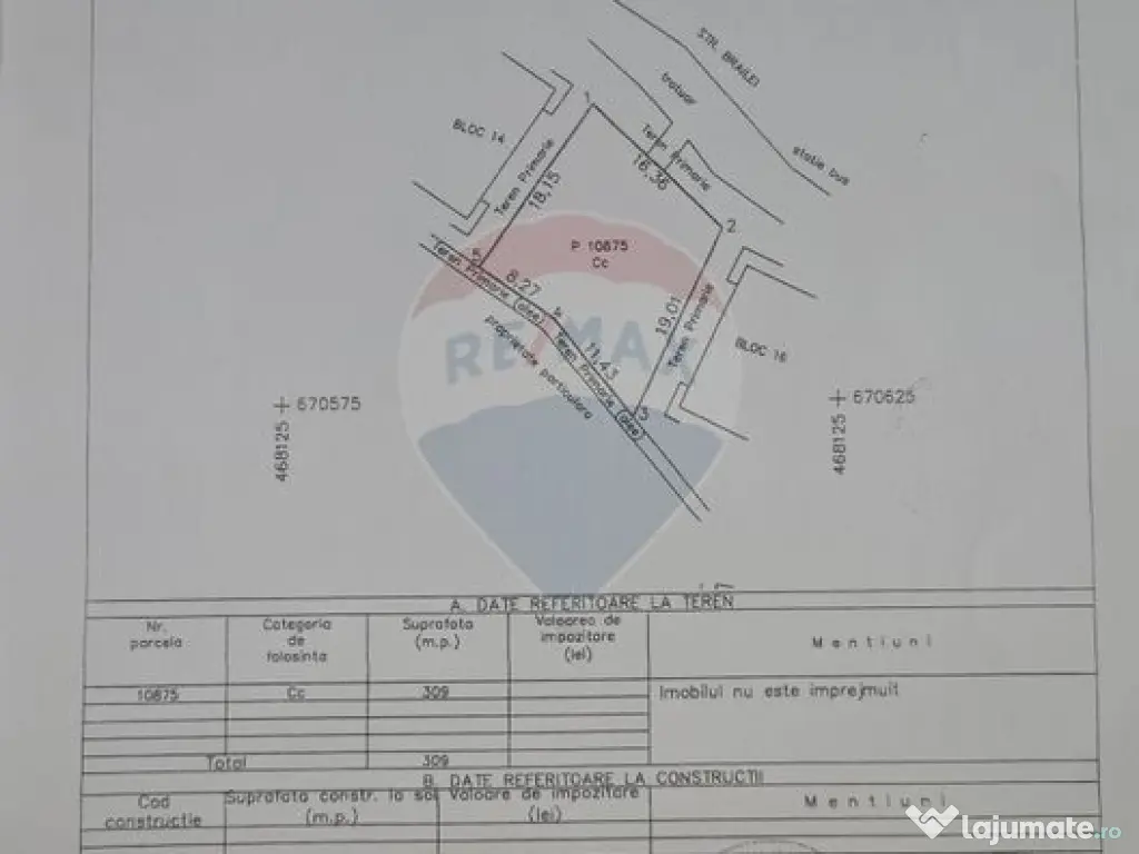 Teren 309mp Focsani / Bulevardul Brailei