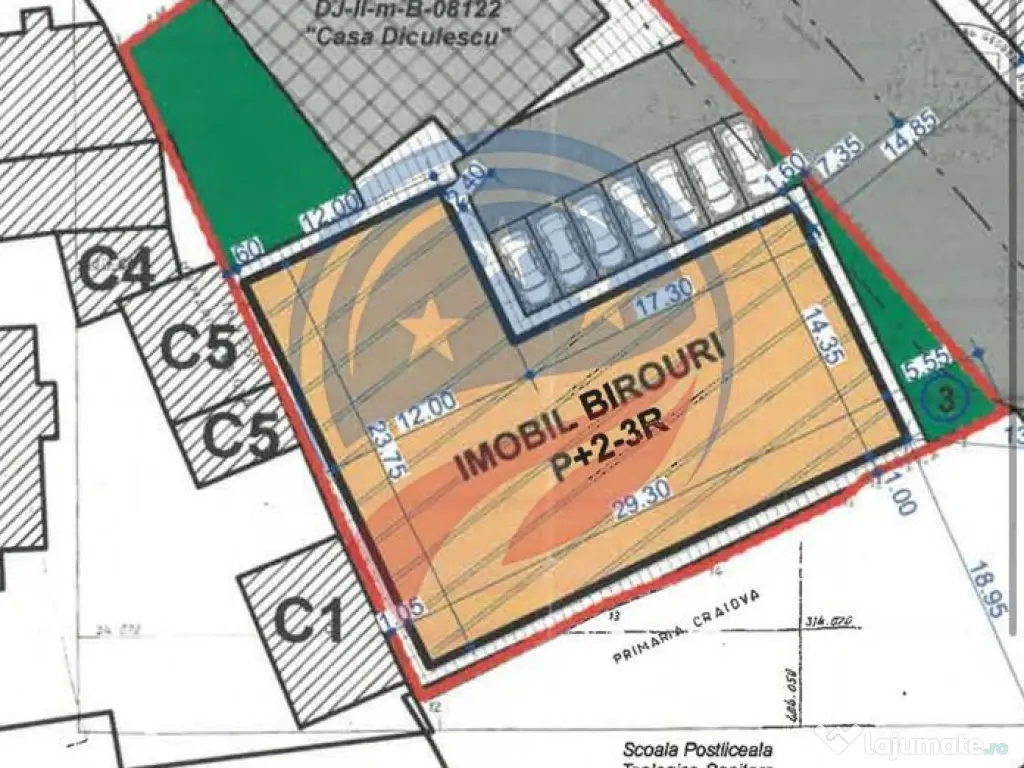 Teren 1302 mp/cladiri birouri/proiect P+2-3R/ultracentral... 