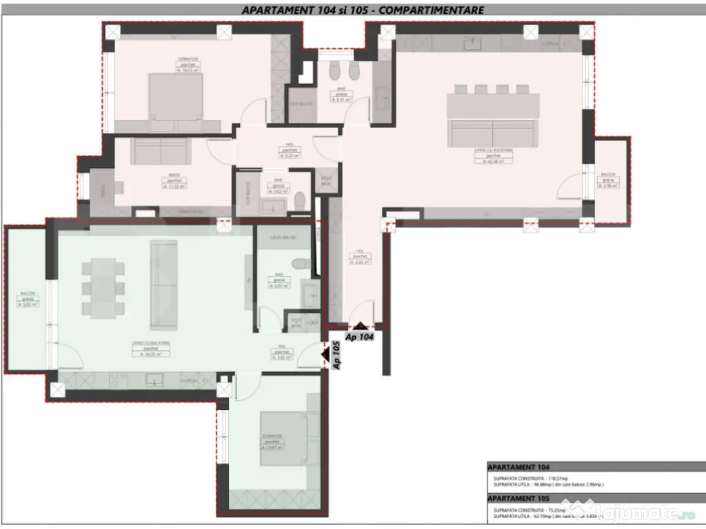 Apartament Ultracentral cu 2 camere, 63,10 mp, Bloc Nou
