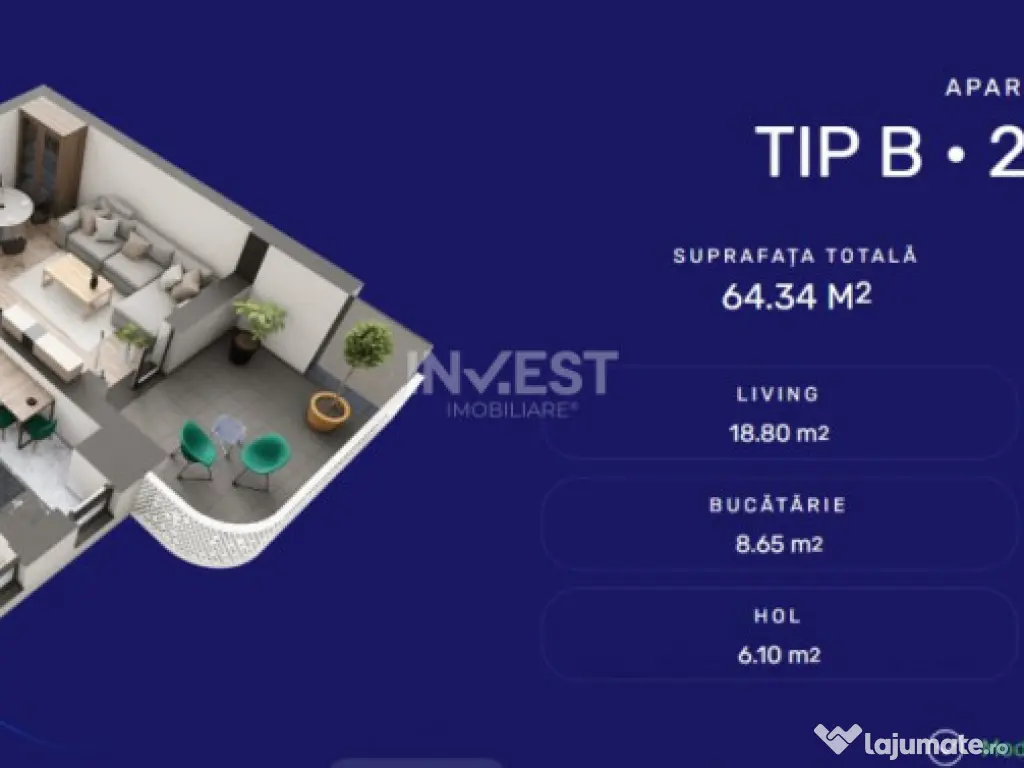 Comision 0% ! Apartament 2 camere, decomandat, etaj 3 cu lif