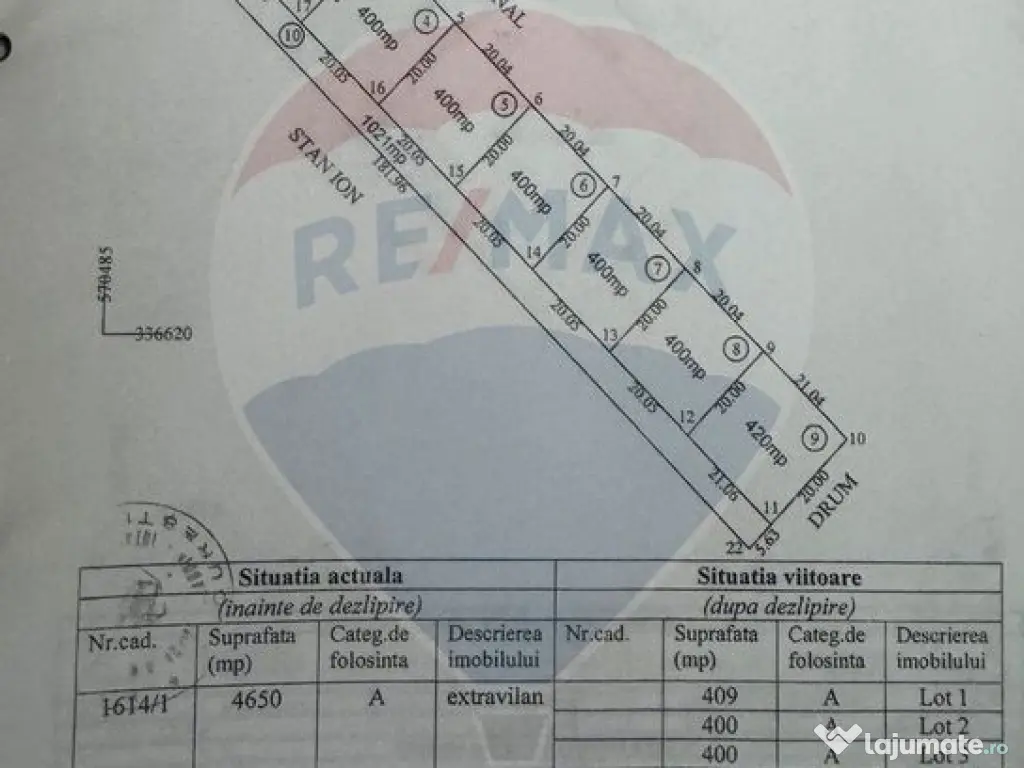 Teren lotizat 4,650mp Sabareni / Strada Cereanca 