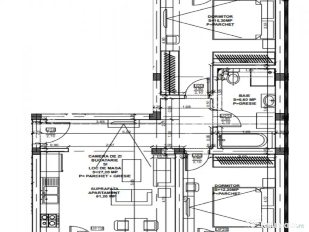 Apartament 3 camere 2 gradini balcon si loc parcare zona Doa 