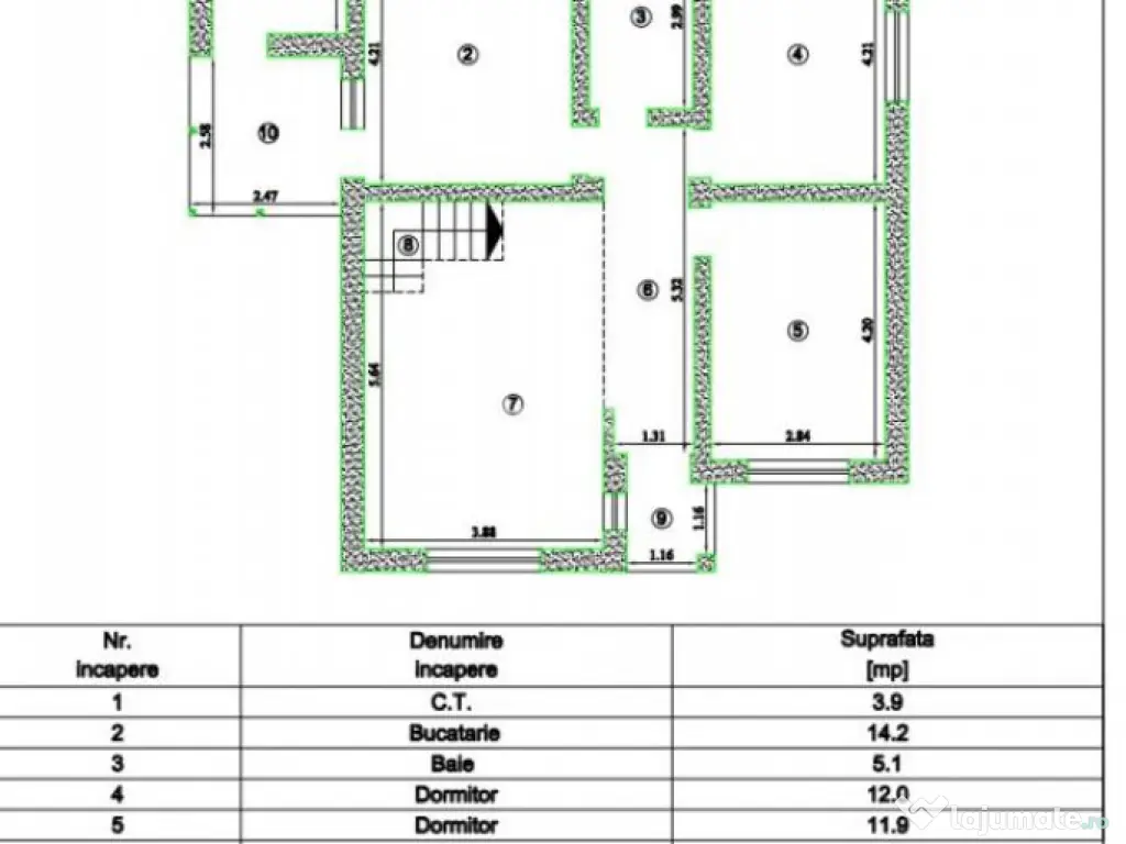 CASA INDIVIDUALA , 3 CAMERE, BECI, PLACA DE BETON PESTE ETA