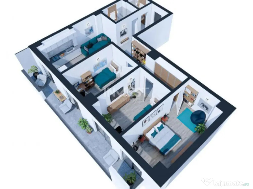 APARTAMENT 4 CAMERE, 103 MP, ETAJ INTERMEDIAR, NICOLINA, COM 