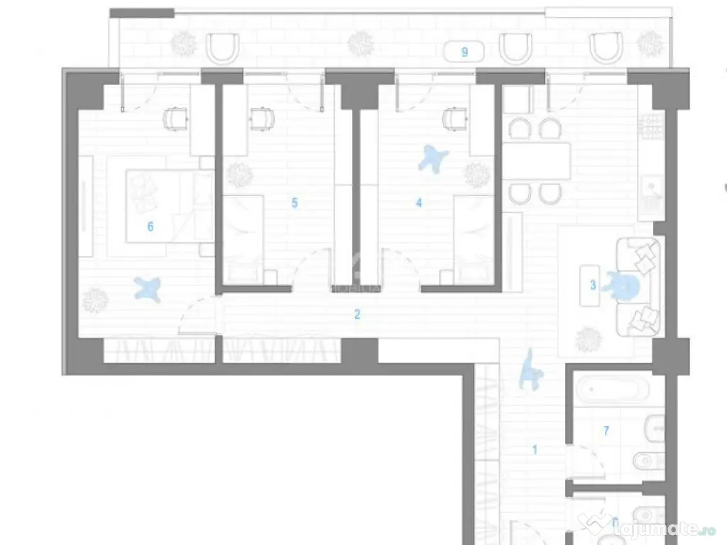 APARTAMENT 4 CAMERE, 103 MP, ETAJ INTERMEDIAR, NICOLINA, COM 