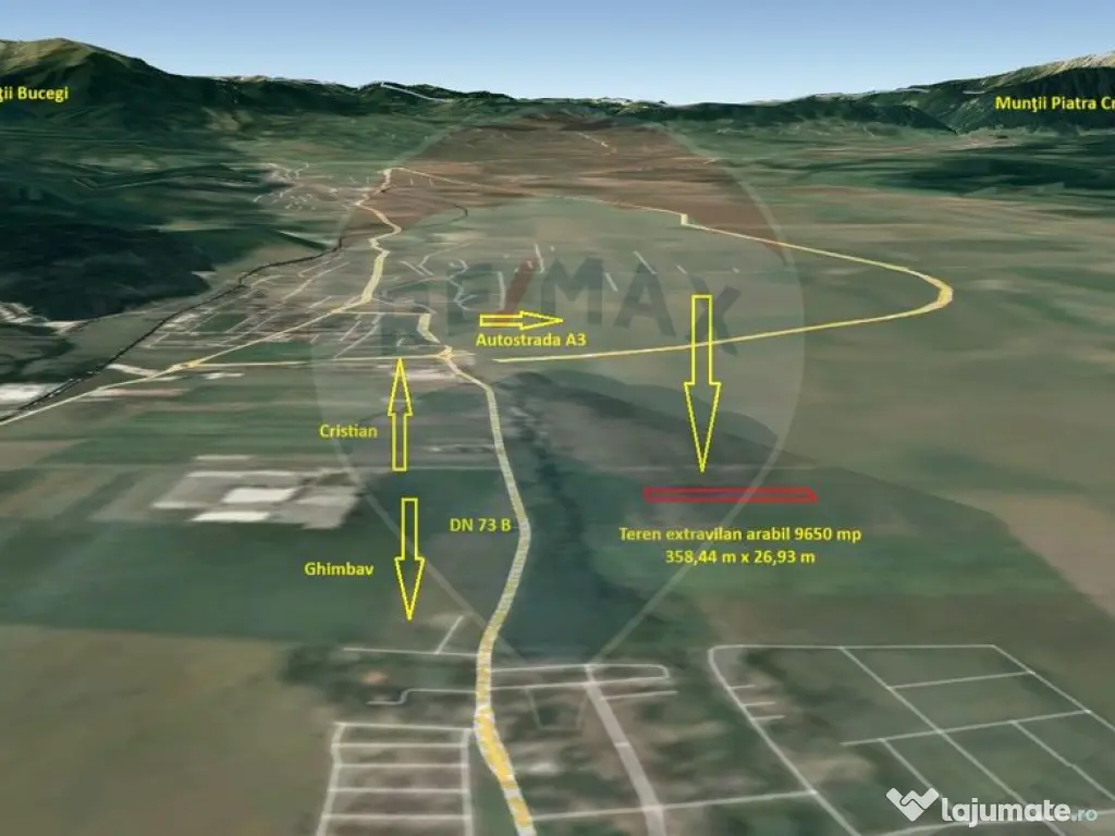Teren extravilan arabil, 9650 mp, Cristian