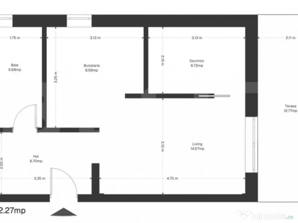 Apartement 1 cameră, 42.26 mp utili+ 12 mp grădină, zona