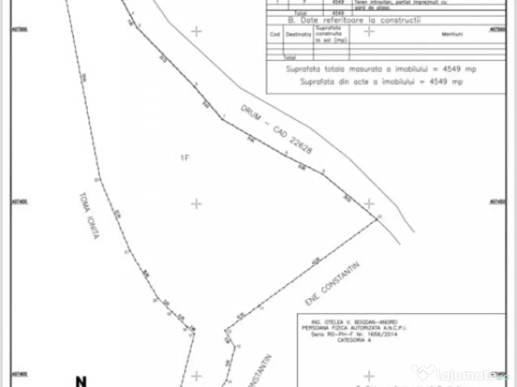 Teren 4.549 mp intravilan, cu posibilitate de parcelare.