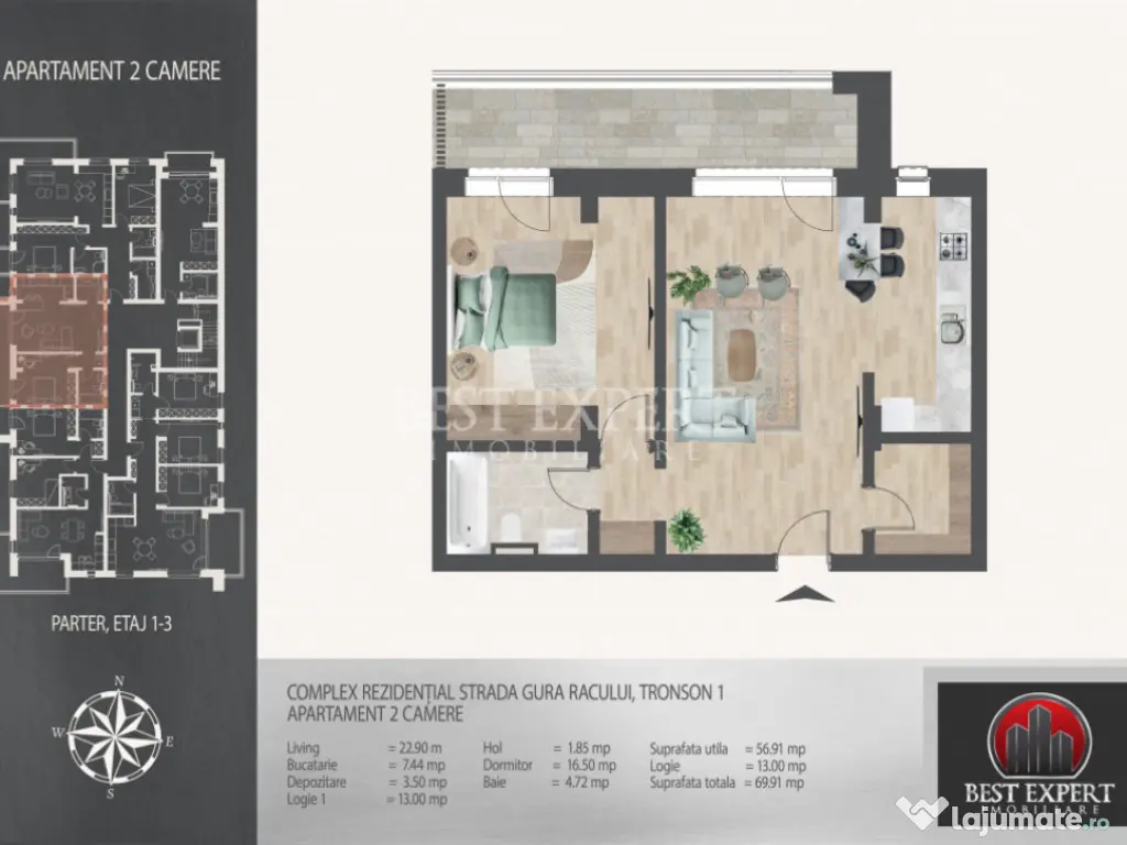 2 camere Incalzire Pardoseala -Acces Rapid metrou N.Teclu 