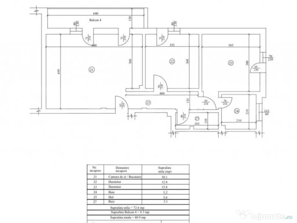 Apartament 3 camere, decomandat, 80.9mp, Cartierul Veteranil