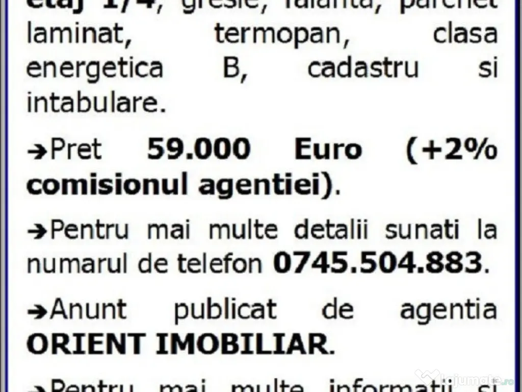 Sabroso, apartament 2 camere, etaj 1, vanzari Constanta