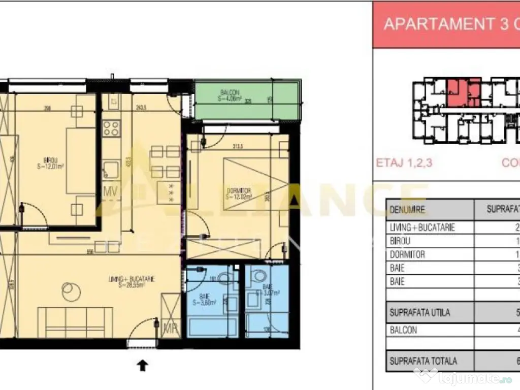 Leordeni Primarie 3 camere Bloc Boutique cu lift 