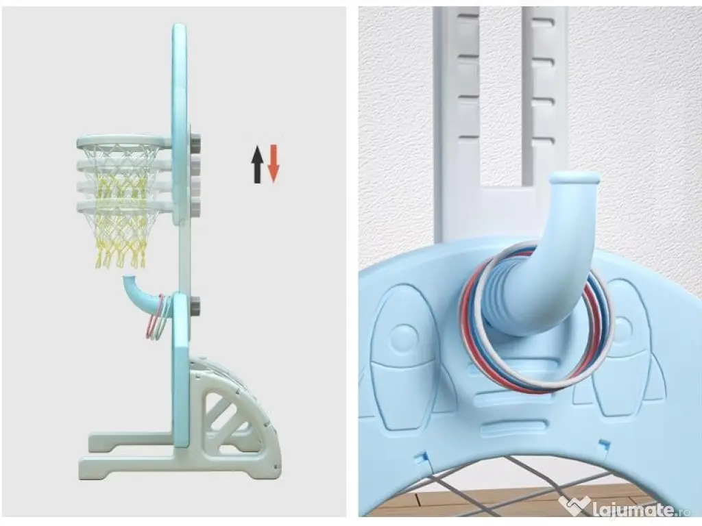 Ansamblu de joaca Kinderplay Astronaut, 5 in 1, tobogan, leagan, Blue 