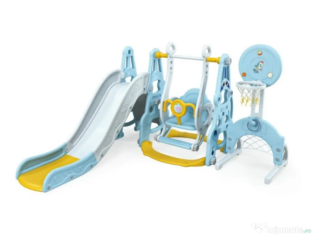 Ansamblu de joaca Kinderplay Astronaut, 5 in 1, tobogan, leagan, Blue 