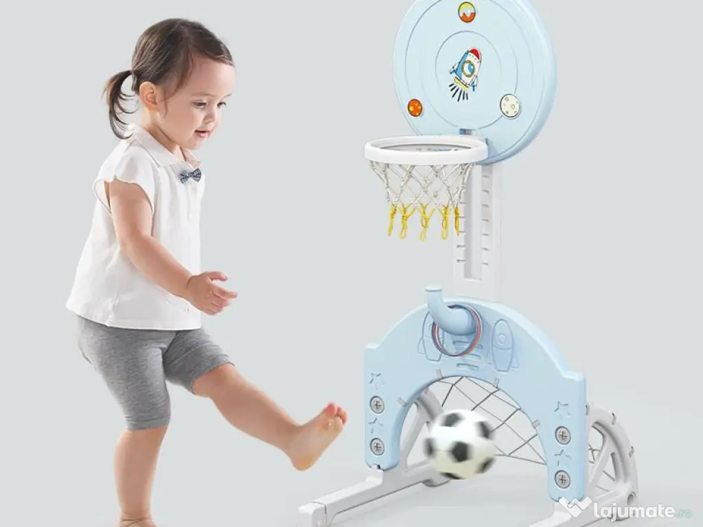 Ansamblu de joaca Kinderplay Astronaut, 5 in 1, tobogan, leagan, Blue 