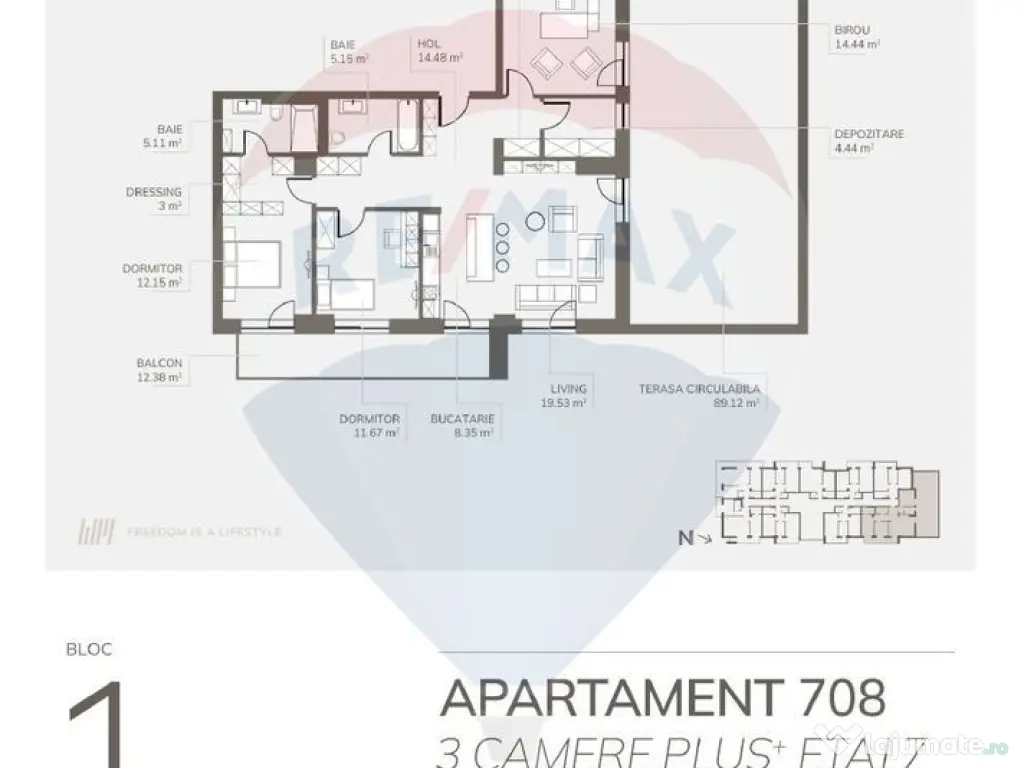 Penthouse 4 camere cu terasa 90 mp | Welmont by ROKMAN 