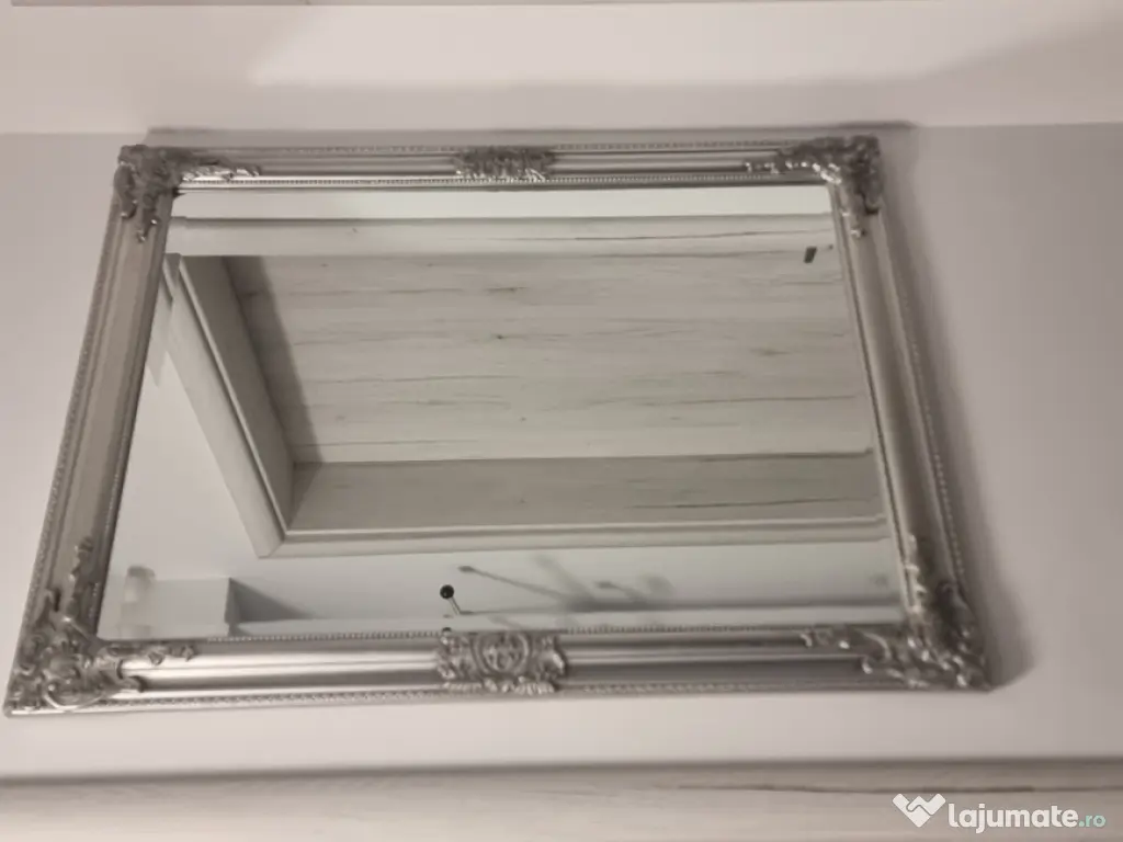 Oglindă Decorativă Retro Vintage Argintie si Aurie 64 x 94 cm