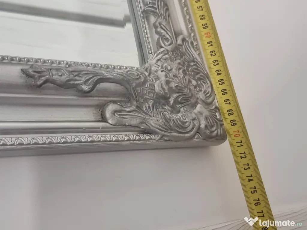 Oglindă Decorativă Retro Vintage Argintie si Aurie 64 x 94 cm