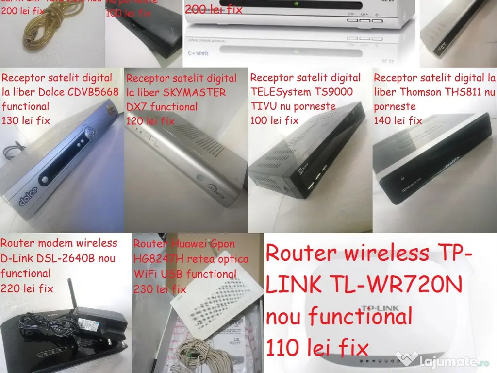 Receptor decodor satelit tv box router WiFi cablu interconect