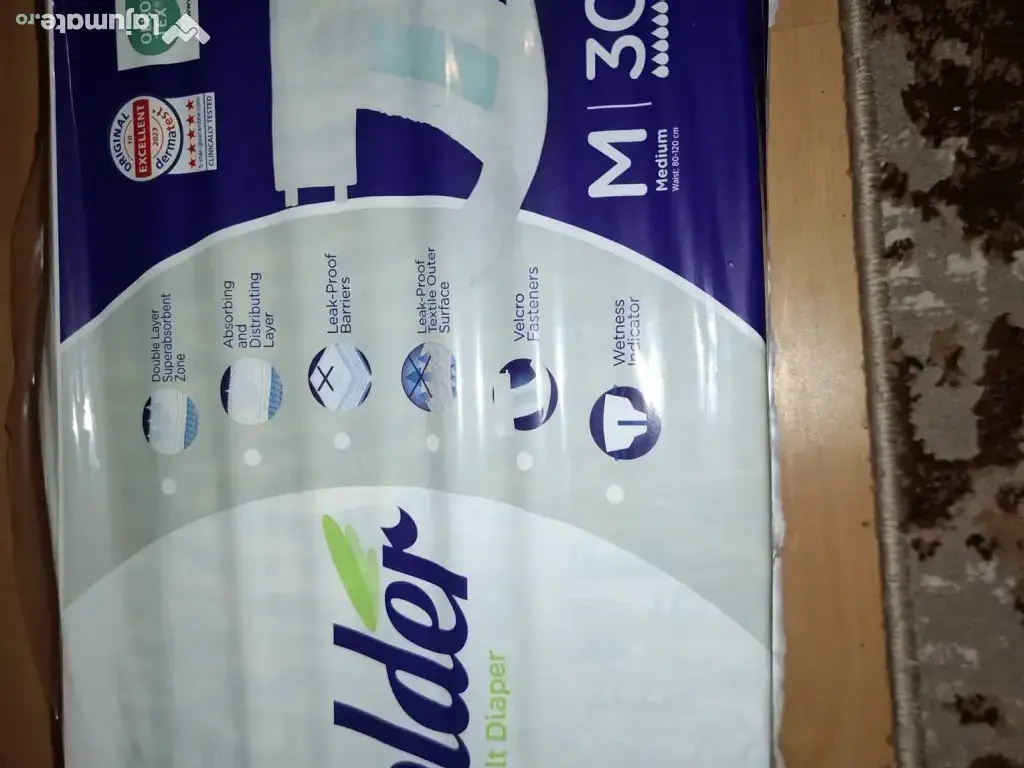 Scutece adulti Holder, marimea M, talie 80-120 cm, 30 buc. 