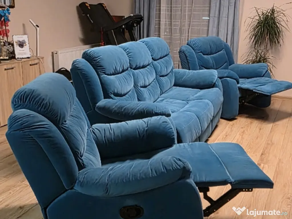 Set Canapea extensibila+fotolii cu recliner 