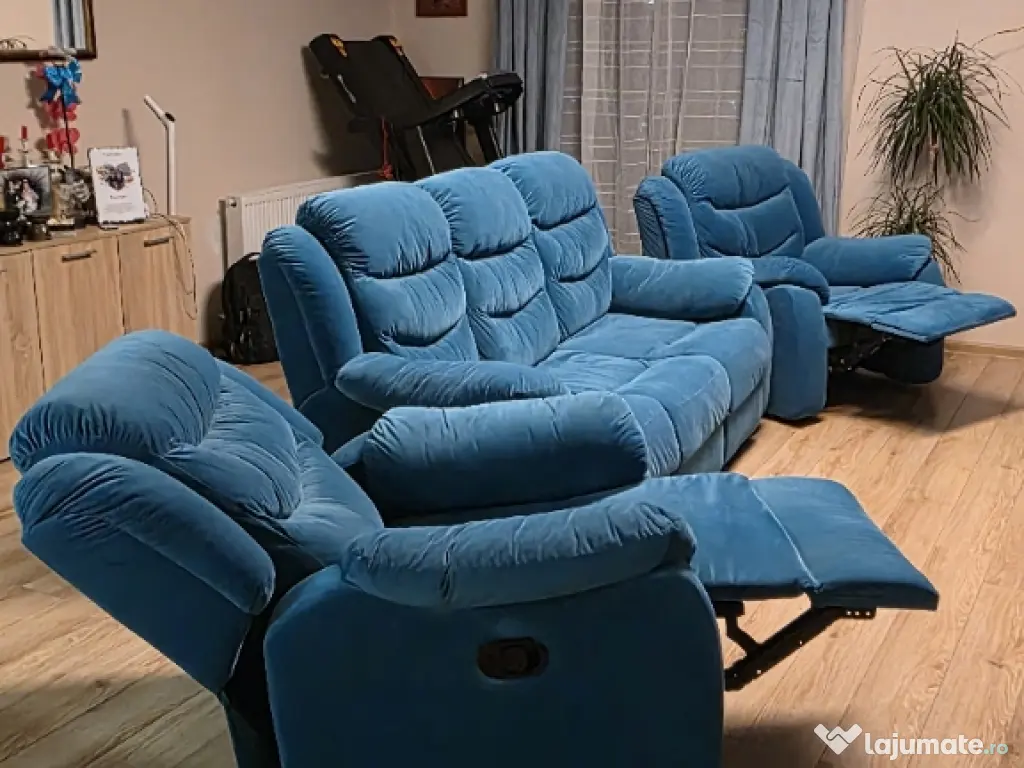 Set Canapea extensibila+fotolii cu recliner 