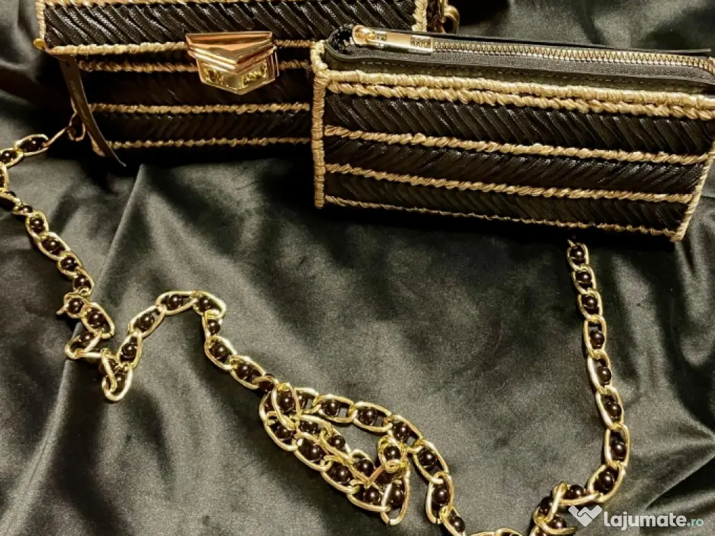 poșetă lucrata manual cu portofel