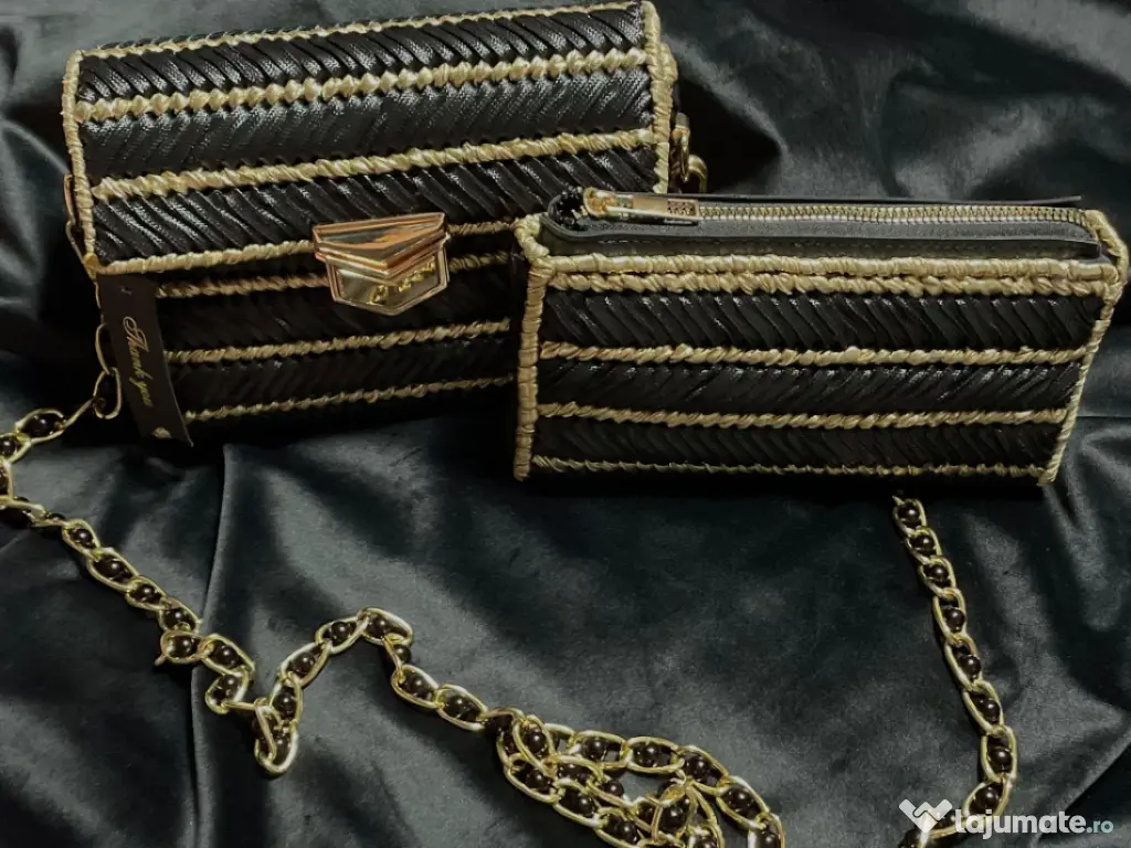 poșetă lucrata manual cu portofel