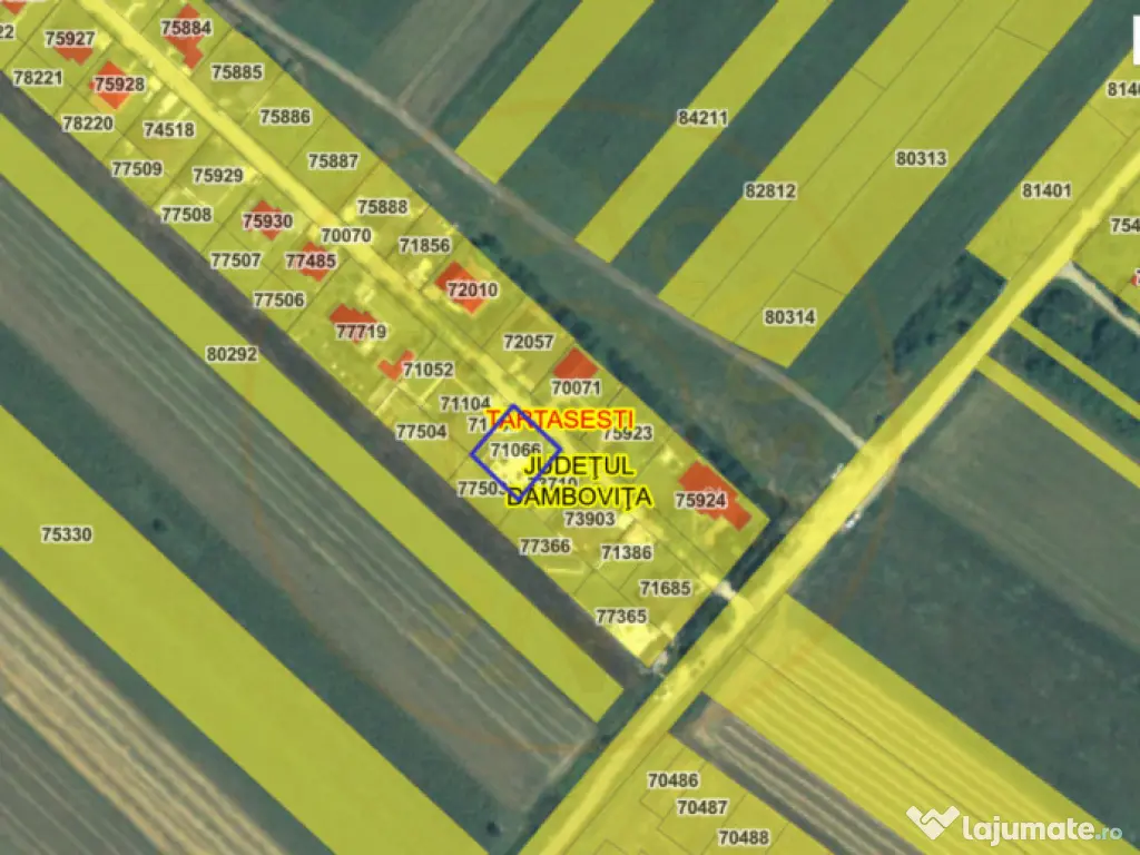 Casă la roșu de vânzare – Tărtășești- Teren 800 mp 