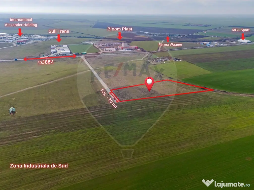 Teren intravilan 10.000 mp în Zona Industrială Sud Arad 