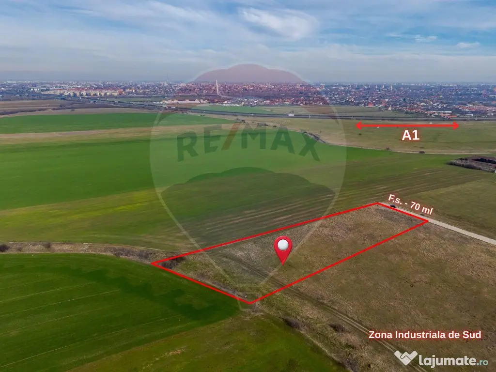 Teren intravilan 10.000 mp în Zona Industrială Sud Arad 